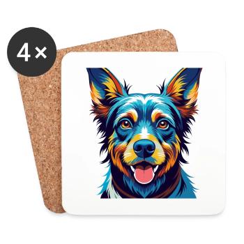Cesky Fousek Race Chien Coloré Dessin Animé Kawaii - Dessous de verre (lot de 4) - blanc - Devant