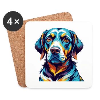 Bruno Jura Hound Hund Rasse Bunte Karikatur Kawaii - Untersetzer (4er-Set) - Weiß - Vorne