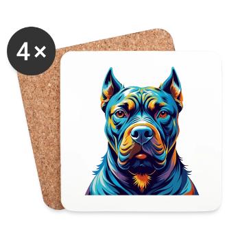 Cane Corso Chien Race Coloré Dessin Animé Kawaii - Dessous de verre (lot de 4) - blanc - Devant