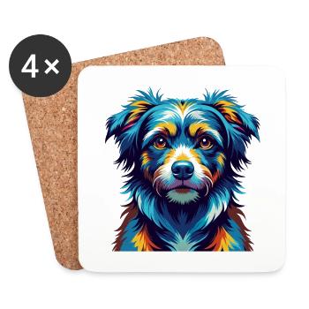 Drentsche Patrijshond Dog Breed Cartoon Kawaii - Coasters (set of 4) - white - Front