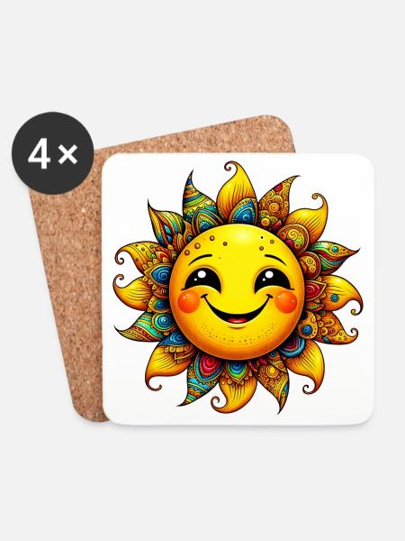 Sonne - Untersetzer (4er-Set) - Weiß