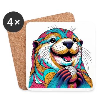 Otter - Untersetzer (4er-Set) - Weiß - Vorne