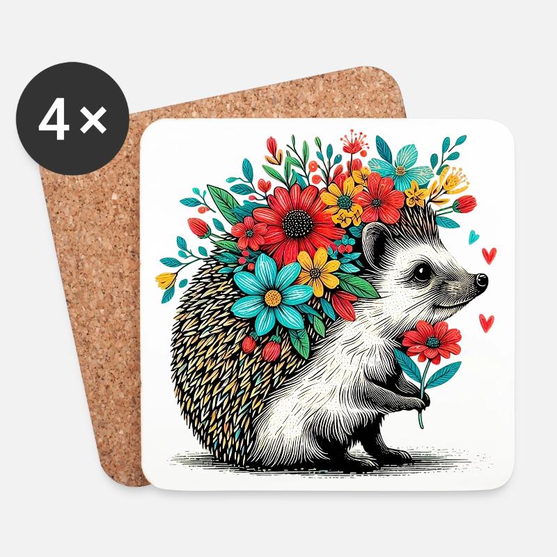 Igel - Untersetzer (4er-Set) - Weiß