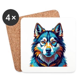 Ostsibirische Laika Hunderasse Karikatur Kawaii - Untersetzer (4er-Set) - Weiß - Vorne
