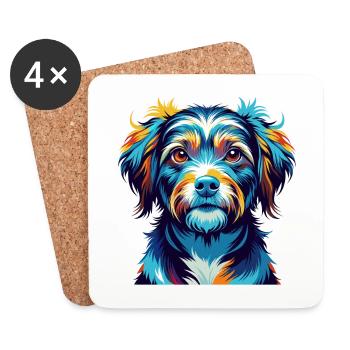 Elou Dog Breed Colorful Watercolor Cartoon Kawaii - Coasters (set of 4) - white - Front