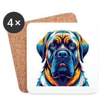 Englische Dogge Hunderasse Bunte Karikatur Kawaii - Untersetzer (4er-Set) - Weiß - Vorne