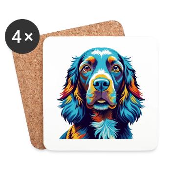 Field Spaniel Hunderasse Bunt Karikatur Kawaii - Untersetzer (4er-Set) - Weiß - Vorne