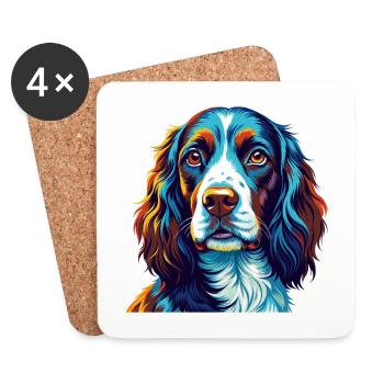 English Springer Spaniel Dog Breed Cartoon Kawaii - Coasters (set of 4) - white - Front