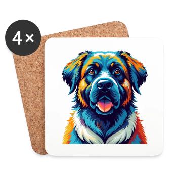 Estrela Mountain Dog Breed Colorful Cartoon Kawaii - Coasters (set of 4) - white - Front