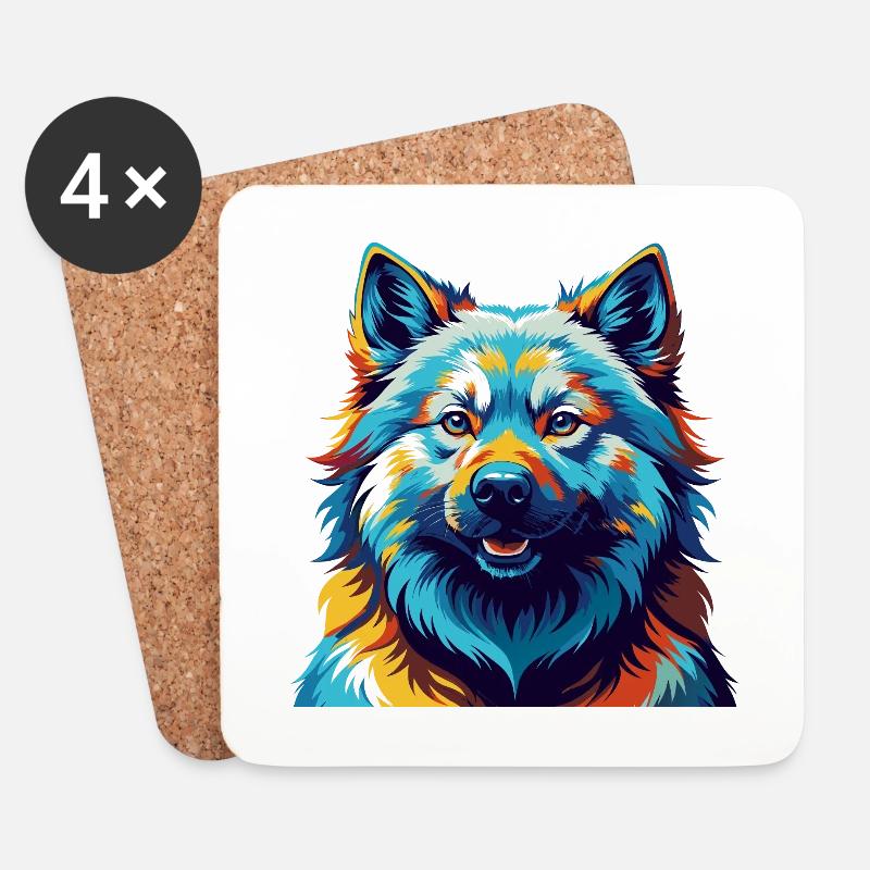 Eurasier Hunderasse Bunte Karikatur Kawaii - Untersetzer (4er-Set) - Weiß