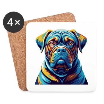 Französisch Bordeaux Mastiff Hunderasse Karikatur Kawaii - Untersetzer (4er-Set) - Weiß - Vorne