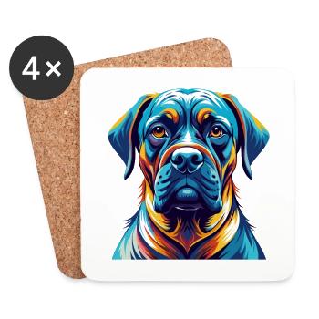 Brasileiro Race Chien Dessin animé Coloré Kawaii - Dessous de verre (lot de 4) - blanc - Devant