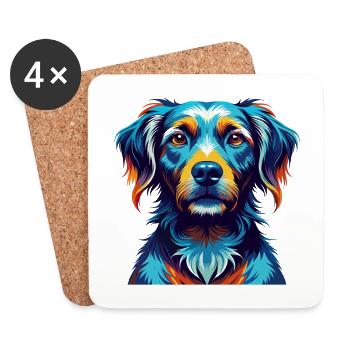 Gascon Saintongeois Chien Race Dessin Animé Kawaii - Dessous de verre (lot de 4) - blanc - Devant