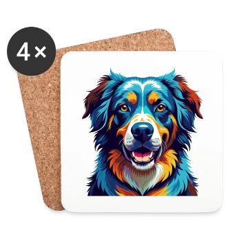 Georgian Shepherd Dog Breed Cartoon Kawaii - Coasters (set of 4) - white - Front