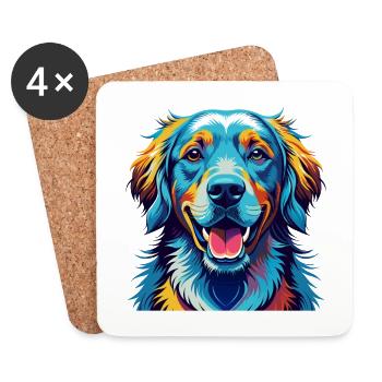 Golden Retriever Dog Breed Colorful Cartoon Kawaii - Coasters (set of 4) - white - Front