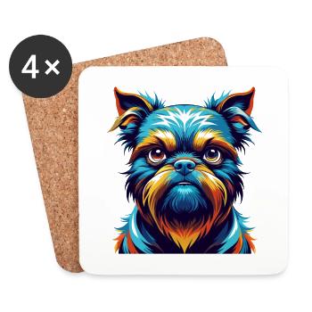 Griffon Bruxellois Hunderasse Karikatur Kawaii - Untersetzer (4er-Set) - Weiß - Vorne