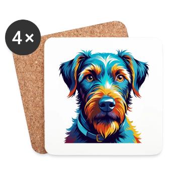 Terrier irlandais chien race coloré dessin animé Kawaii - Dessous de verre (lot de 4) - blanc - Devant