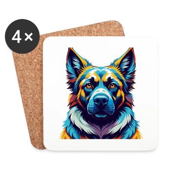 Kangal Chien Race Coloré Dessin Animé Kawaii - Dessous de verre (lot de 4) - blanc - Devant