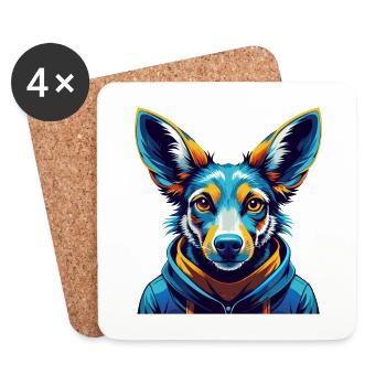Kangaroo Dog Breed Colorful Cartoon Kawaii - Coasters (set of 4) - white - Front