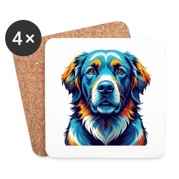 Kuvasz Hunderasse Bunte Karikatur Kawaii - Untersetzer (4er-Set) - Weiß - Vorne