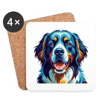 Landseer Chien Race Coloré Dessin Animé Kawaii - Dessous de verre (lot de 4) - blanc - Devant