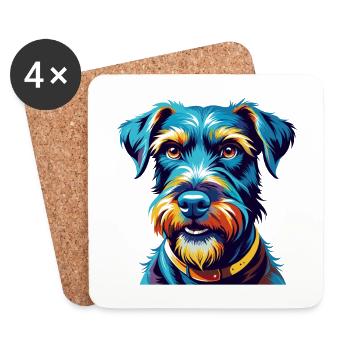 Kerry Blue Terrier Dog Breed Cartoon Kawaii - Coasters (set of 4) - white - Front