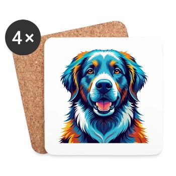 Kuvasz Ungarische Hunderasse Bunte Karikatur Kawaii - Untersetzer (4er-Set) - Weiß - Vorne
