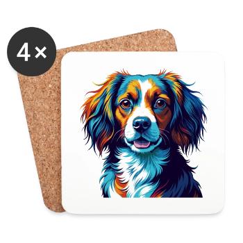 Kooikerhondje Hunderasse Bunte Karikatur Kawaii - Untersetzer (4er-Set) - Weiß - Vorne