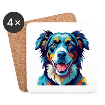 Koolie Hunderasse Bunte Karikatur Kawaii - Untersetzer (4er-Set) - Weiß - Vorne