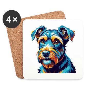 Lakeland Terrier Chien Race Coloré Dessin animé Kawaii - Dessous de verre (lot de 4) - blanc - Devant