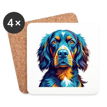 Gordon Setter Chien Race Coloré Dessin animé Kawaii - Dessous de verre (lot de 4) - blanc - Devant