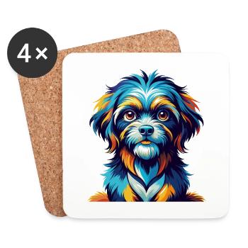 Lowchen Little Lion Dog Breed Cartoon Kawaii - Coasters (set of 4) - white - Front