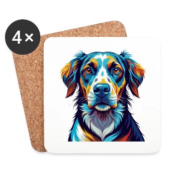 Chien de chasse lituanien race Dessin animé coloré Kawaii - Dessous de verre (lot de 4) - blanc - Devant