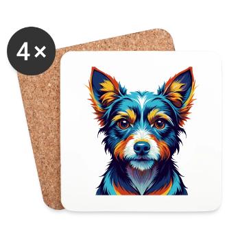 Miniature Fox Terrier Dog Breed Cartoon Kawaii - Coasters (set of 4) - white - Front