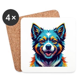 Kishu Ken Hunderasse Bunte Karikatur Kawaii - Untersetzer (4er-Set) - Weiß - Vorne