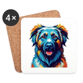 Kuchi Berger Afghan Chien Race Dessin Animé Kawaii - Dessous de verre (lot de 4) - blanc - Devant