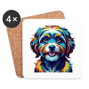 Maltipoo Chien Race Coloré Dessin Animé Kawaii - Dessous de verre (lot de 4) - blanc - Devant