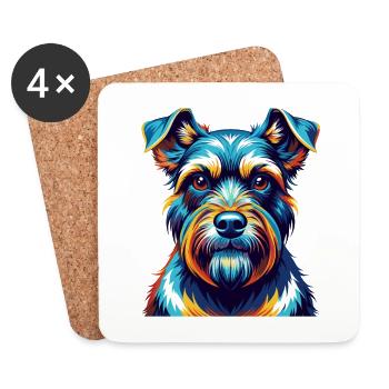 Miniatur Schnauzer Hund Rasse Karikatur Kawaii - Untersetzer (4er-Set) - Weiß - Vorne