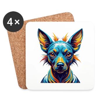 Inca Hairless Dog Breed Colorful Cartoon Kawaii - Coasters (set of 4) - white - Front