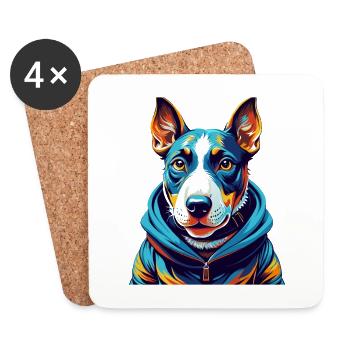 Miniatur Bullterrier Hund Rasse Karikatur Kawaii - Untersetzer (4er-Set) - Weiß - Vorne