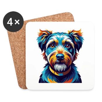 Lucas Terrier Chien Race Coloré Dessin animé Kawaii - Dessous de verre (lot de 4) - blanc - Devant