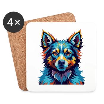 Middle Asian Ovtcharka Dog Breed Cartoon Kawaii - Coasters (set of 4) - white - Front