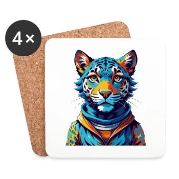 Leopard Cur Hunderasse Bunte Karikatur Kawaii - Untersetzer (4er-Set) - Weiß - Vorne