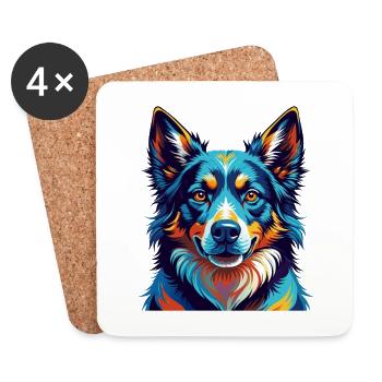 Lapponian Herder Dog Breed Colorful Cartoon Kawaii - Coasters (set of 4) - white - Front