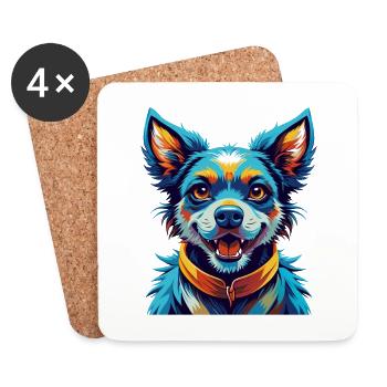 Kromfohrlander Race de chien Coloré Dessin animé Kawaii - Dessous de verre (lot de 4) - blanc - Devant