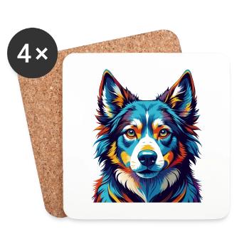 Karelo Finnische Laika Hunderasse Karikatur Kawaii - Untersetzer (4er-Set) - Weiß - Vorne
