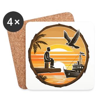 Paysage des Caraïbes - Dessous de verre (lot de 4) - blanc - Devant