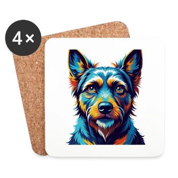 Deutscher Jagdterrier Hunderasse Karikatur Kawaii - Untersetzer (4er-Set) - Weiß - Vorne