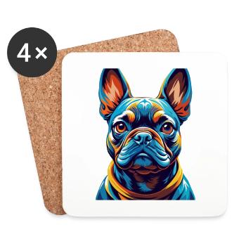 Französische Bulldogge Rasse Bunte Karikatur Kawaii - Untersetzer (4er-Set) - Weiß - Vorne