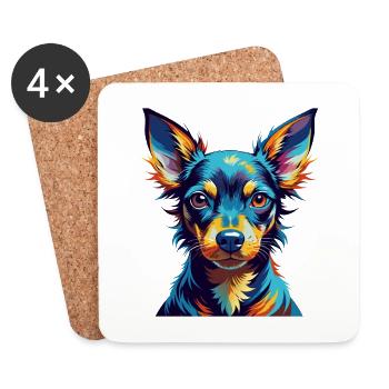 Englisch Spielzeug Terrier Hund Rasse Karikatur Kawaii - Untersetzer (4er-Set) - Weiß - Vorne